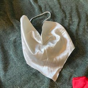 white silk tie back halter too